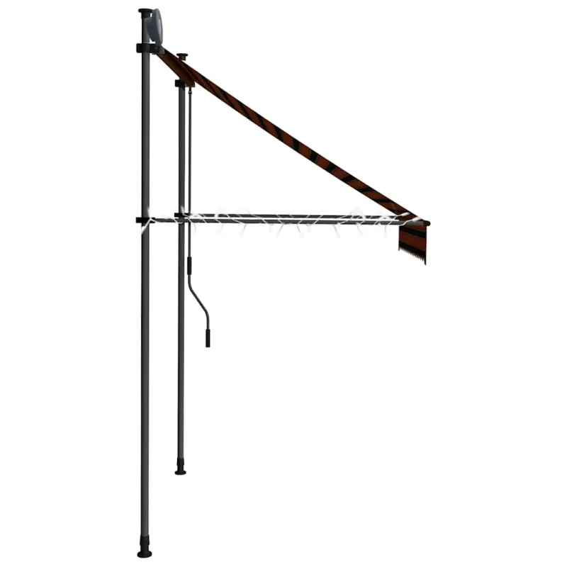 Rankinė ištraukiama markizė su LED, oranžinė ir ruda, 150cm