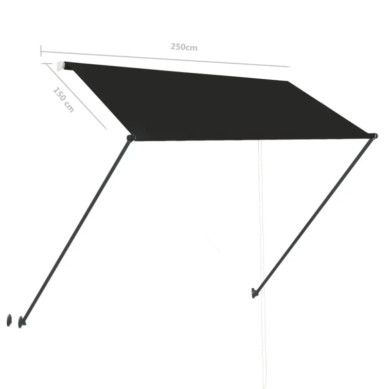 Ištraukiama markizė su LED, antracito spalvos, 250x150cm