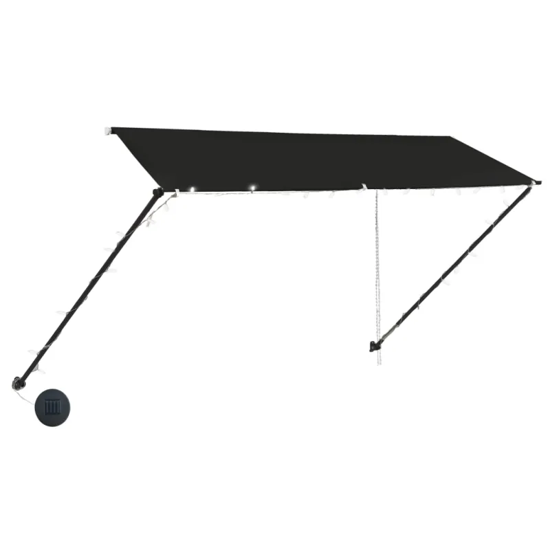Ištraukiama markizė su LED, antracito spalvos, 350x150cm