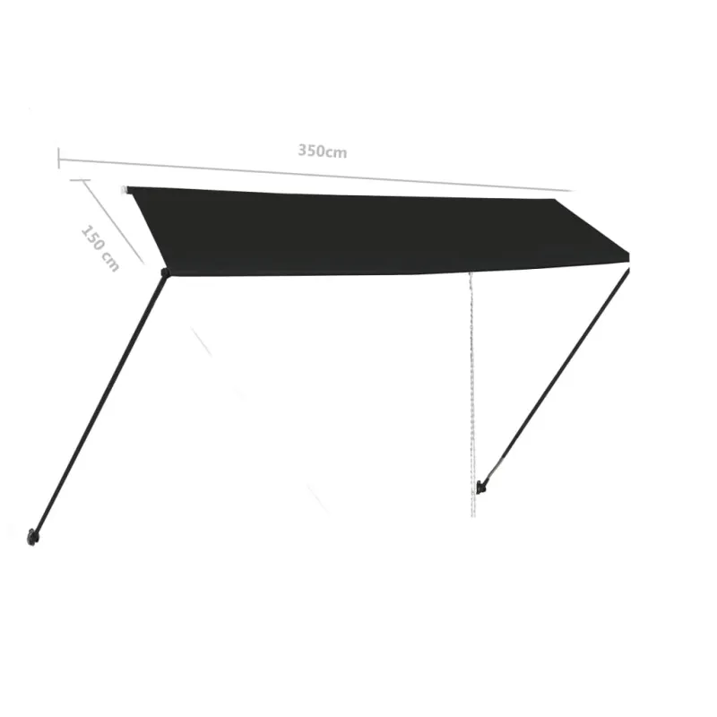 Ištraukiama markizė su LED, antracito spalvos, 350x150cm