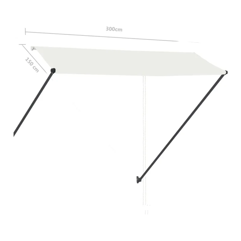 Ištraukiama markizė su LED, kreminės spalvos, 300x150cm