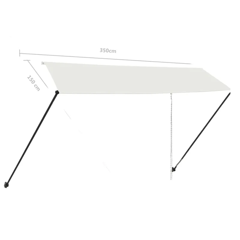 Ištraukiama markizė su LED, kreminės spalvos, 350x150cm