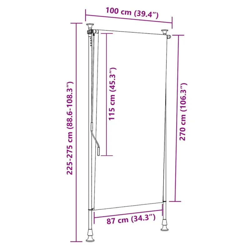 Lauko roletas, antracito spalvos, 100x270cm