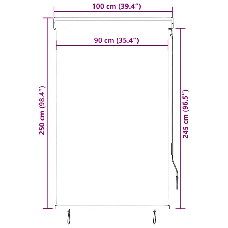 Lauko roletas, baltos ir oranžinės spalvų, 100x250cm