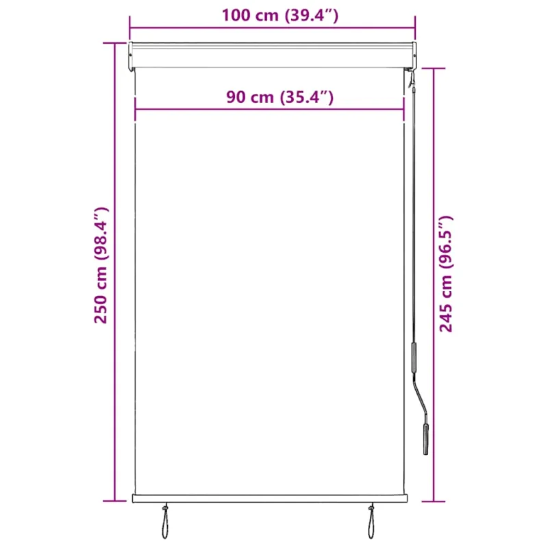 Lauko roletas, antracito spalvos, 100x250cm