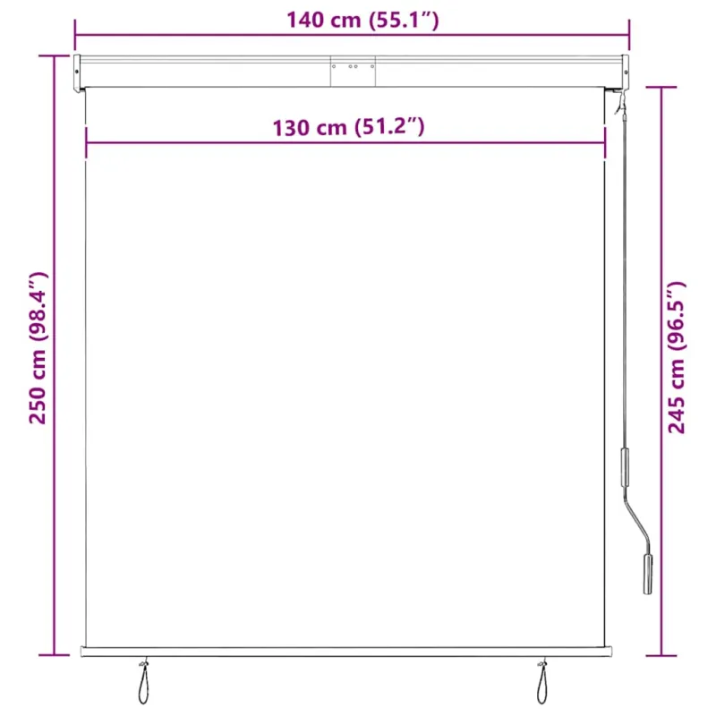Lauko roletas, 140x250 cm, antracito spalvos