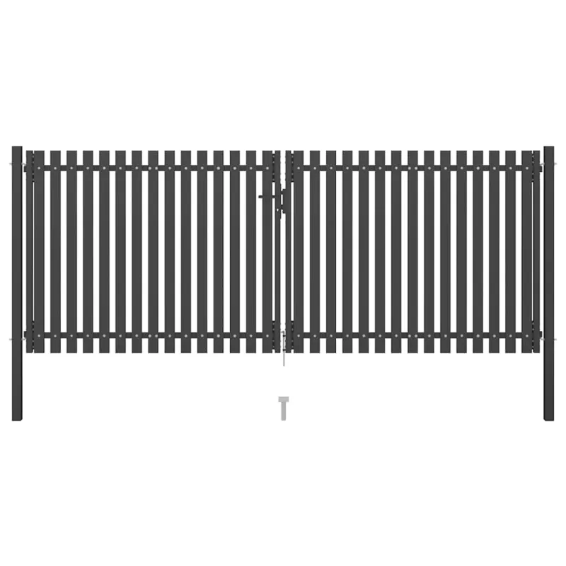 Sodo tvoros vartai, plieniniai, 400x125 cm, antracito spalvos