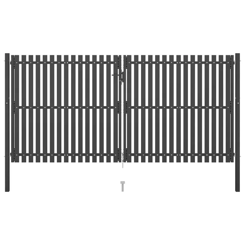 Sodo tvoros vartai, plieniniai, 400x175 cm, antracito spalvos