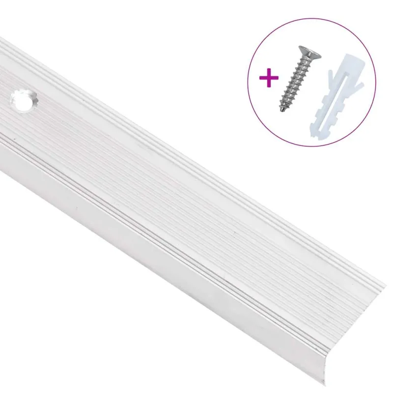 Profiliai laiptams, 15vnt., sidabro, 90 cm, aliuminis, L formos