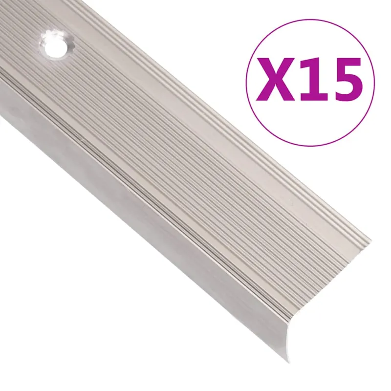 Profiliai laiptams, 15vnt., šampano, 90 cm, aliuminis, L formos