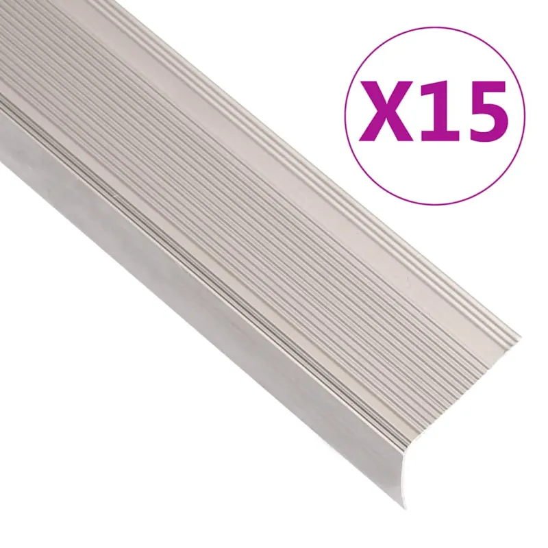 Profiliai laiptams, 15vnt., šampano, 90 cm, aliuminis, L formos
