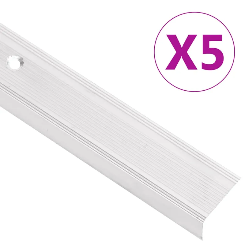 Profiliai laiptams, 5vnt., sidabro, 100 cm, aliuminis, L formos