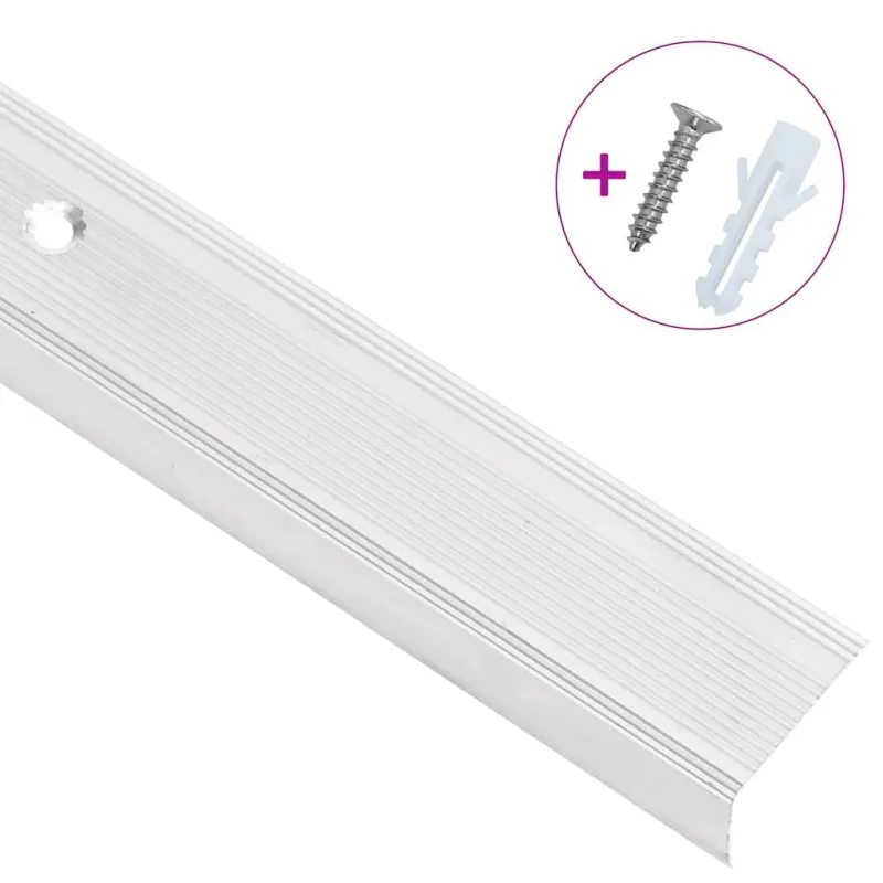 Profiliai laiptams, 5vnt., sidabro, 100 cm, aliuminis, L formos