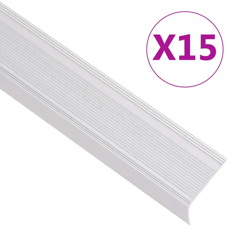 Profiliai laiptams, 15vnt., sidabro, 100cm, aliuminis, L formos