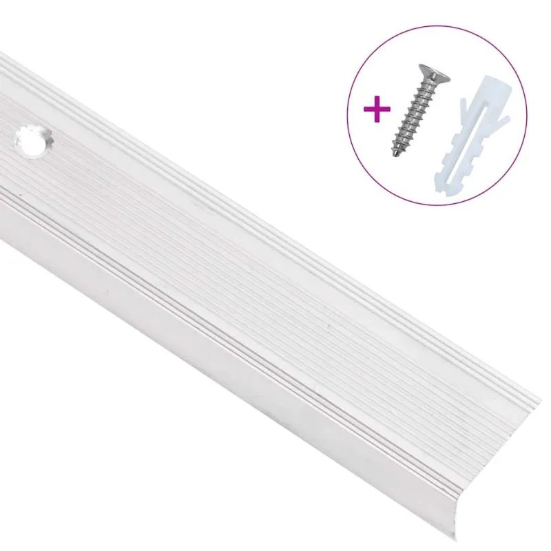 Profiliai laiptams, 15vnt., sidabro, 100cm, aliuminis, L formos