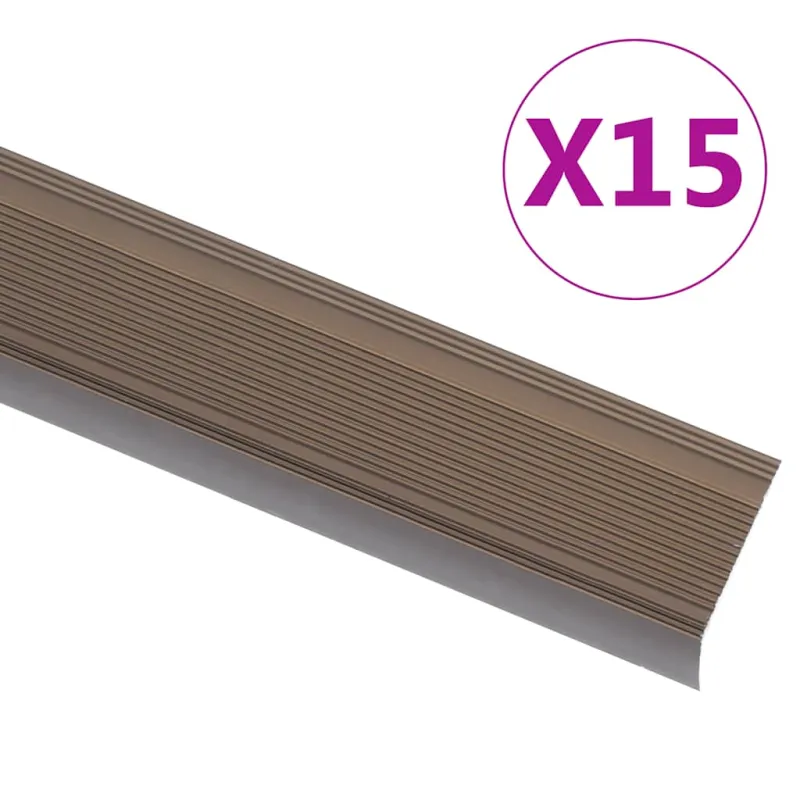 Profiliai laiptams, 15vnt., rudi, 100cm, aliuminis, L formos