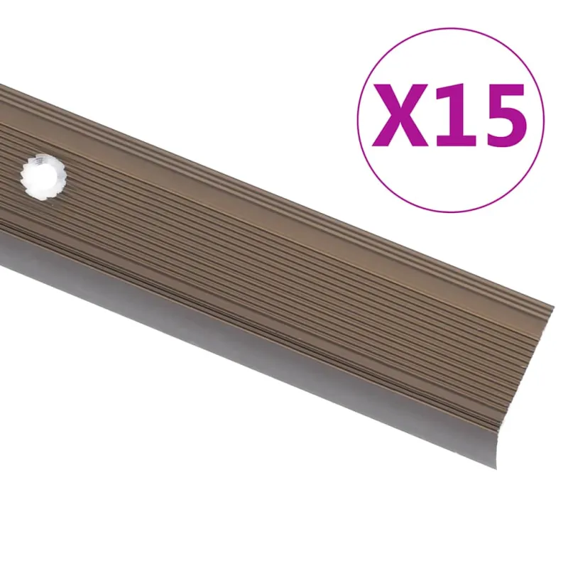 Profiliai laiptams, 15vnt., rudi, 100cm, aliuminis, L formos