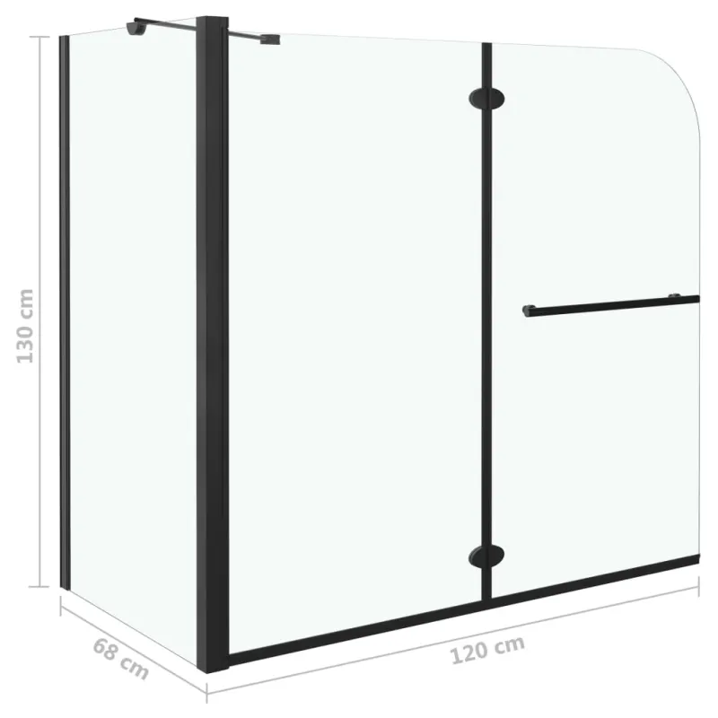 Dviguba sulankstoma dušo pertvara, juoda, 120x68x130cm, ESG