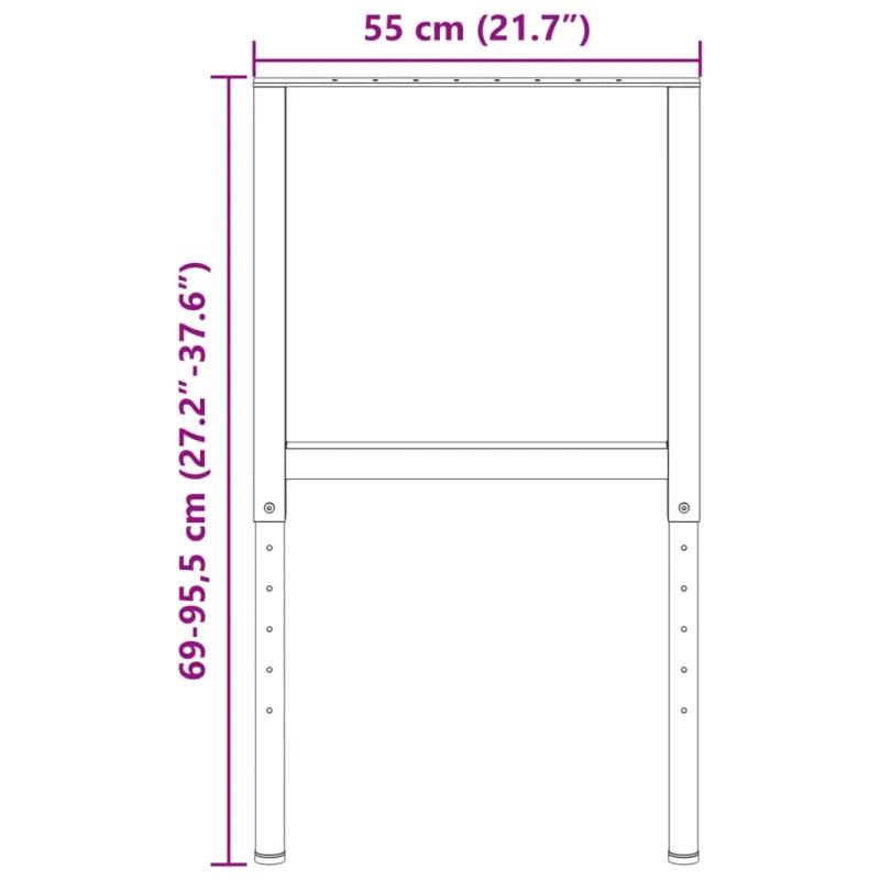 Darbastalio rėmai, 2vnt., pilki, 55x(69-95,5)cm, metalas