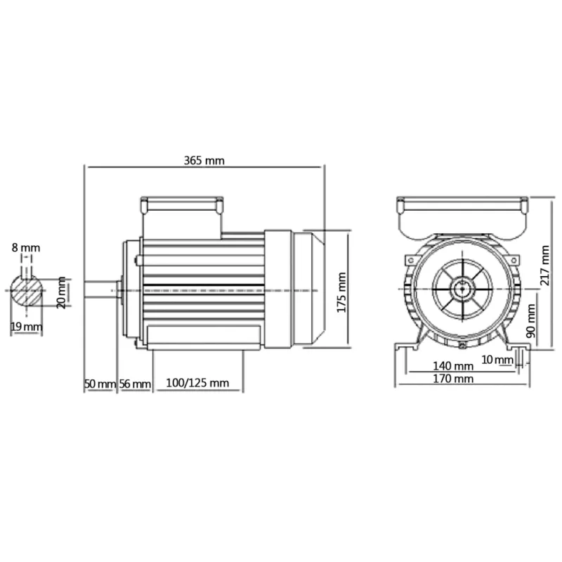 Vienfazis elektros variklis, 2,2kW/3AG, 2 polių, 2800aps./min.