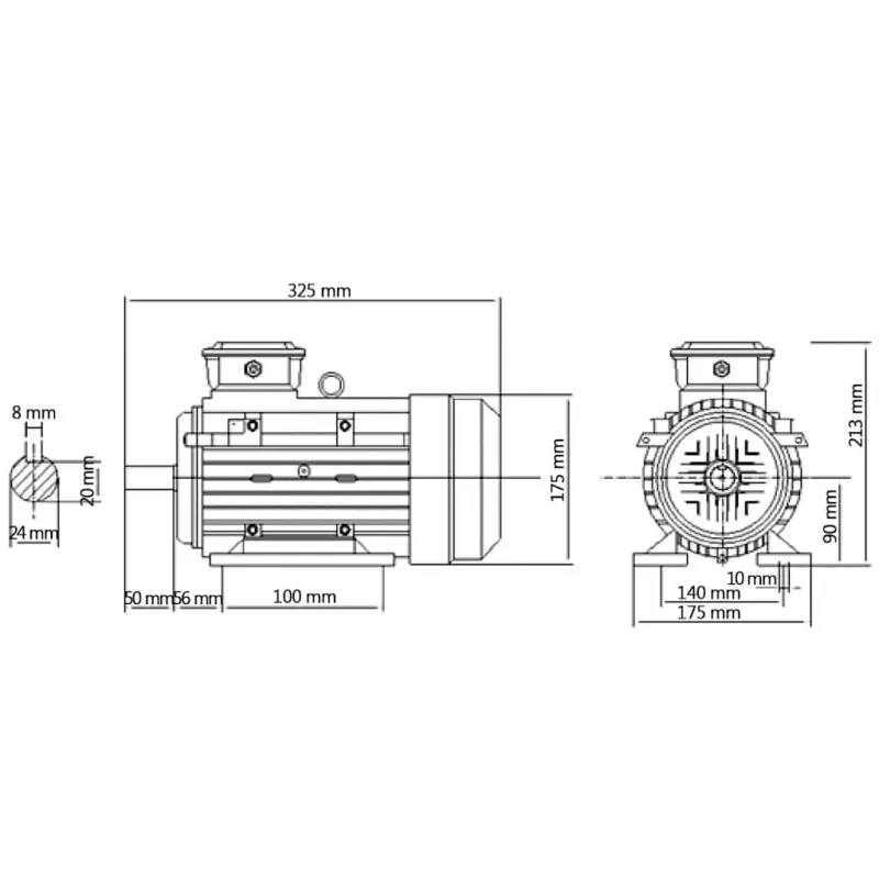Trifazis elektros variklis, 1,5kW/2AG, 2 polių, 2840aps./min.