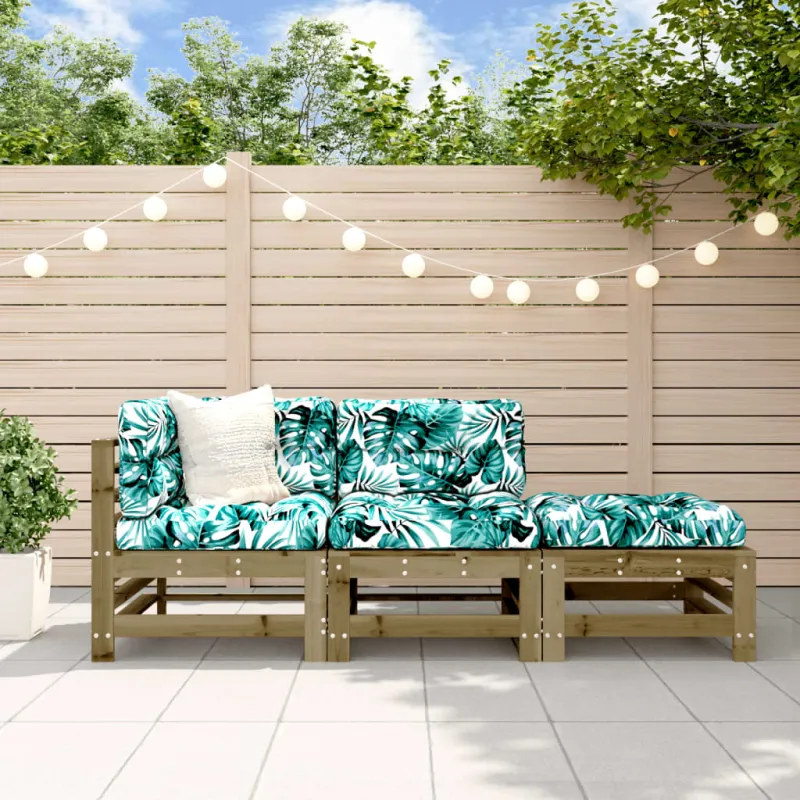 Sodo poilsio komplekti, 3 osaa, puupuiset tyynyt