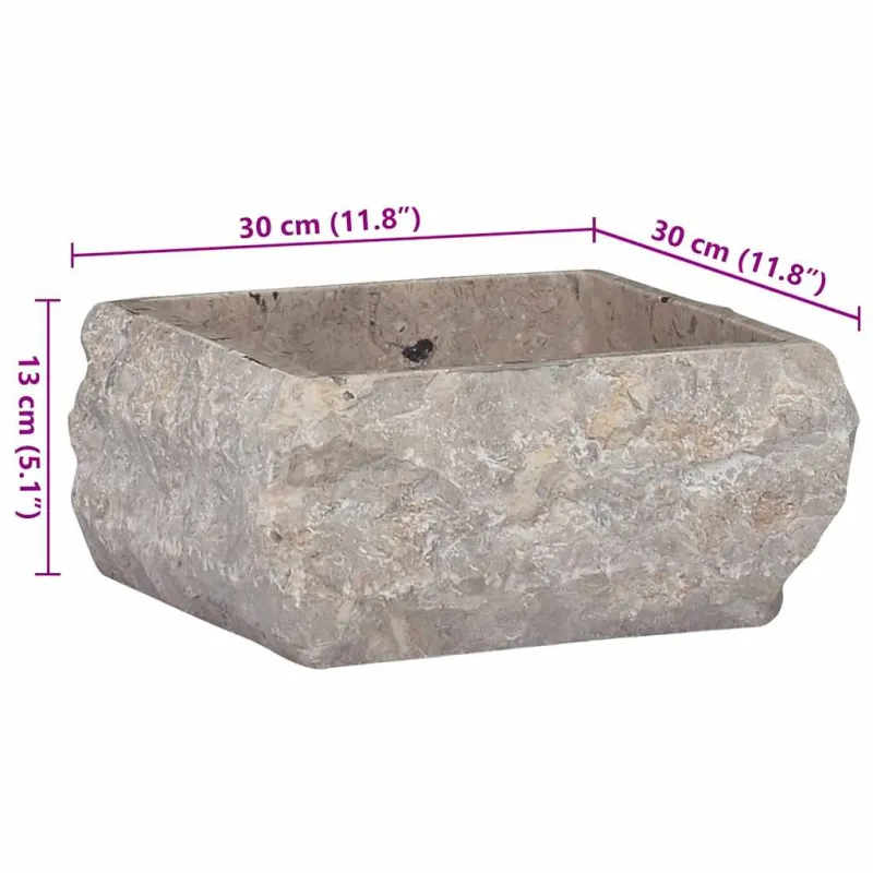 Praustuvas, pilkos spalvos, 30x30x13cm, marmuras