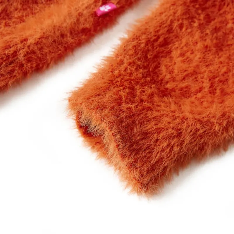 Vaikiškas megztinis, degintos oranžinės spalvos, megztas, 140 dydžio