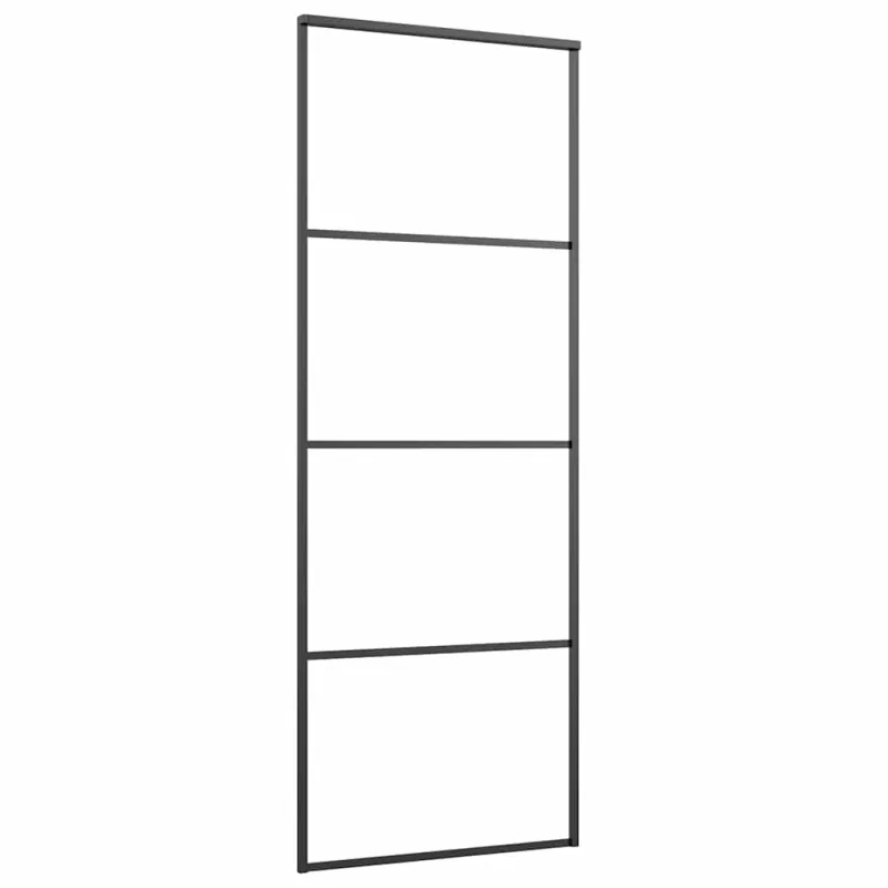 Stumdomos durys, juodos, 76x205cm, aliuminis ir ESG stiklas