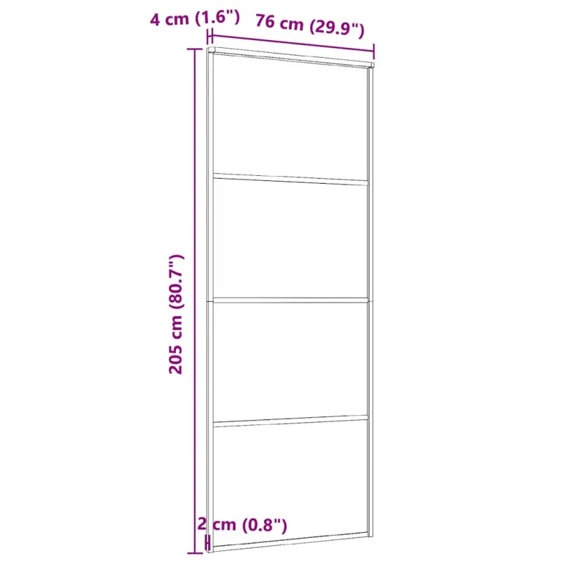 Stumdomos durys, juodos, 76x205cm, aliuminis ir ESG stiklas