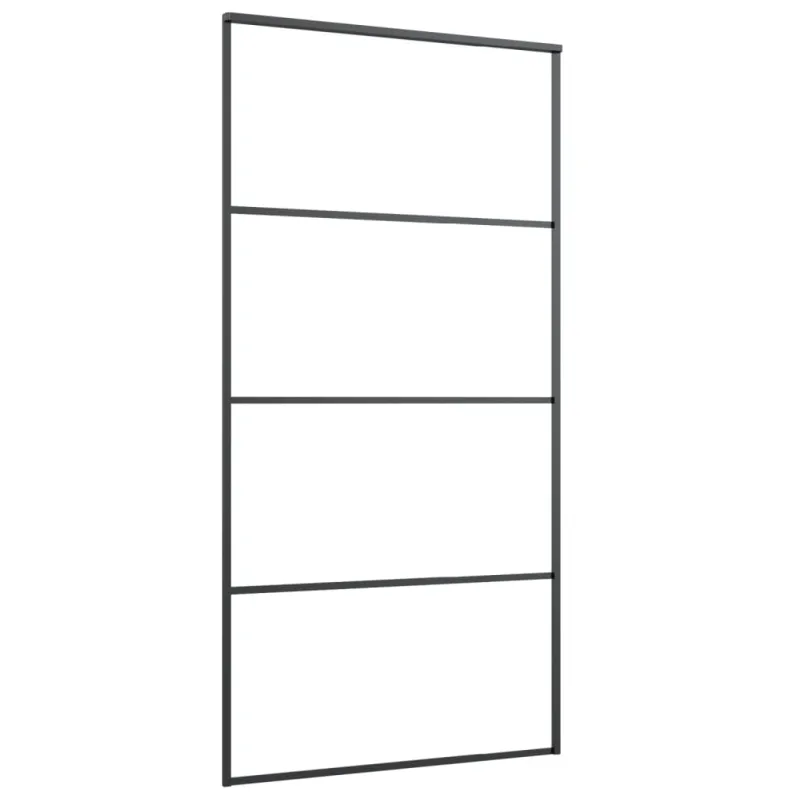 Stumdomos durys, juodos, 102,5x205cm, aliuminis ir ESG stiklas