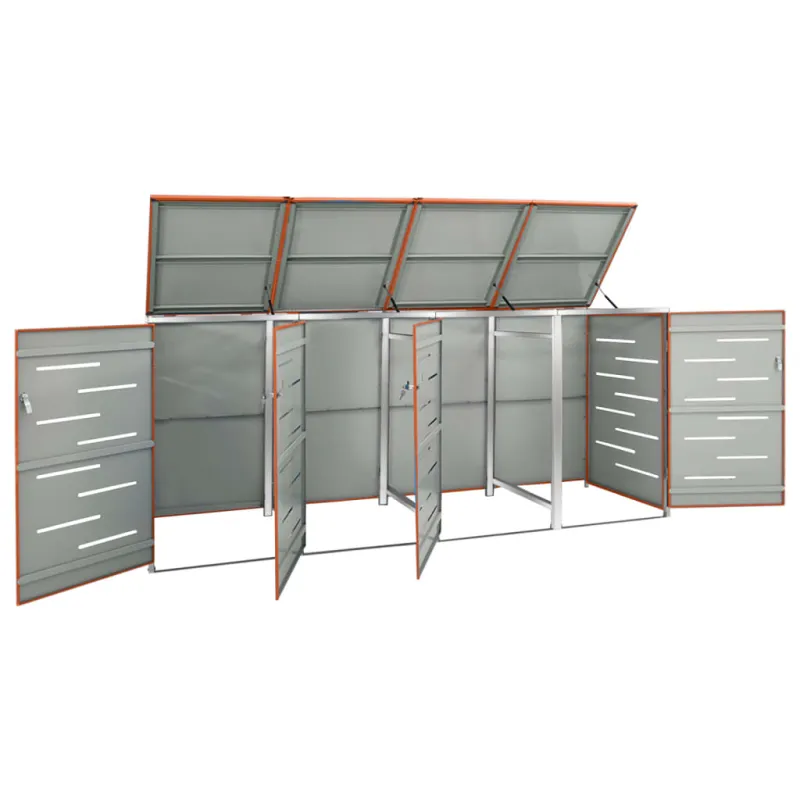 Keturvietė konteinerių pastogė, 276,5x77,5x112,5 cm, plienas
