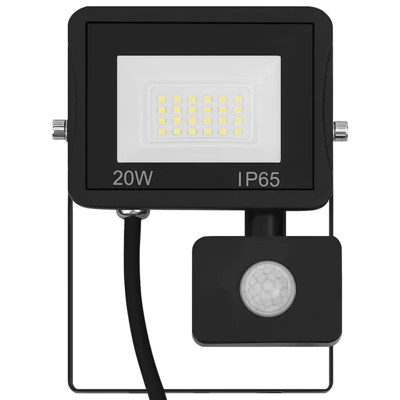 LED prožektorius su jutikliu, šiltos baltos spalvos, 20W
