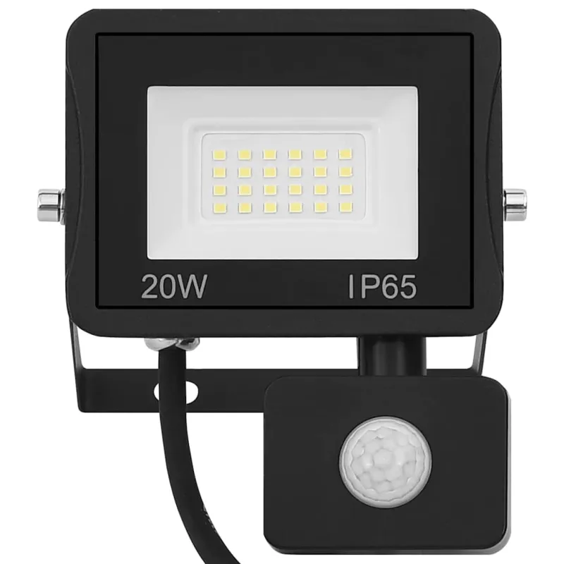 LED prožektorius su jutikliu, šiltos baltos spalvos, 20W