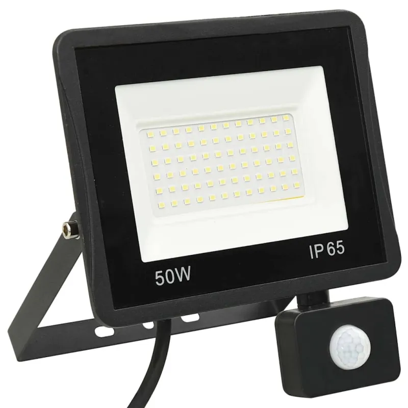 LED prožektorius su jutikliu, šiltos baltos spalvos, 50W