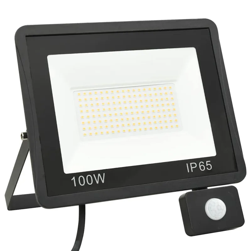 LED prožektorius su jutikliu, šiltos baltos spalvos, 100W