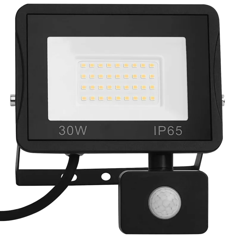 LED prožektorius su jutikliu, šaltos baltos spalvos, 30W