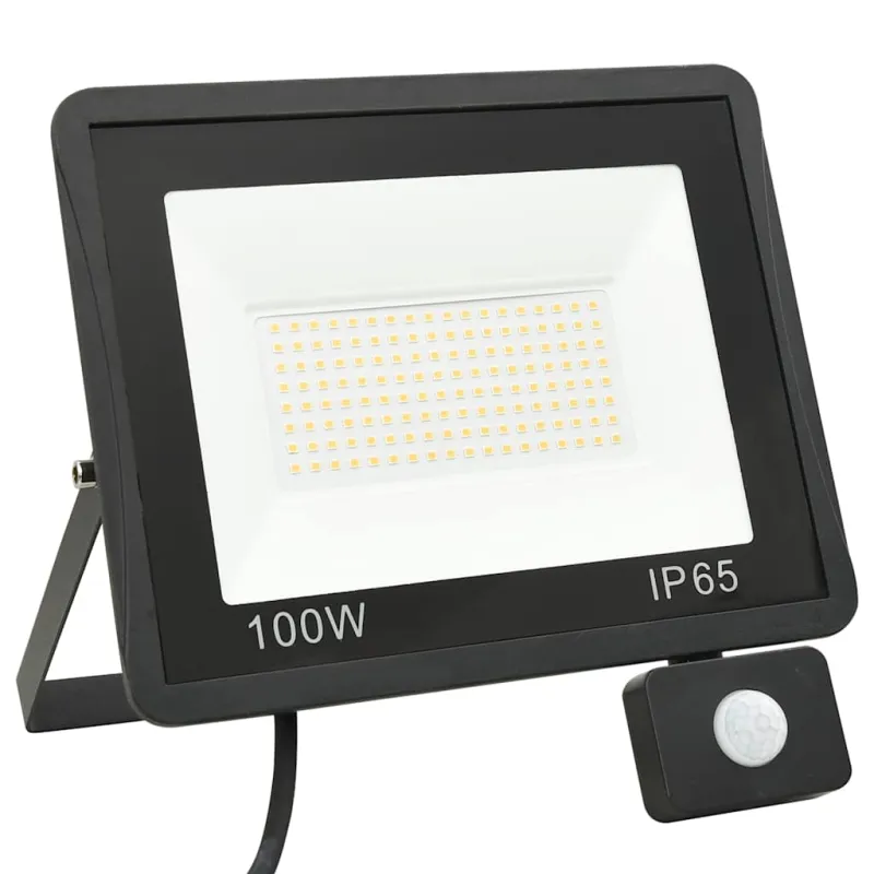 LED prožektorius su jutikliu, šaltos baltos spalvos, 100W