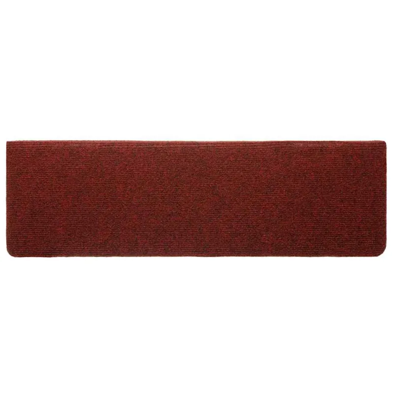 Laiptų kilimėliai, lipnūs, 5 vnt., 65x21x4 cm, bordo raudoni, stačiakampiai, kraštai