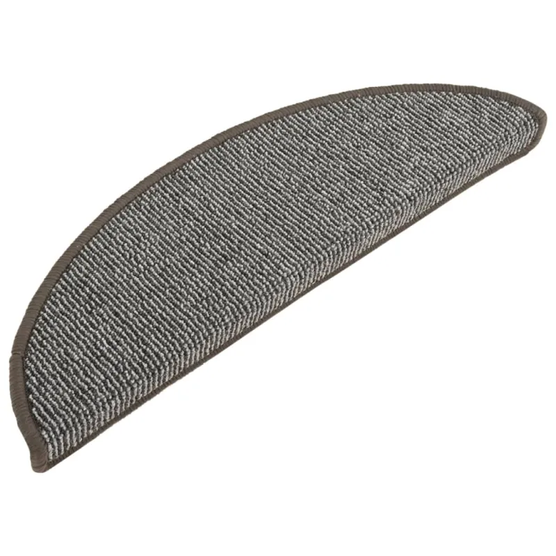 Laiptų kilimėliai, 15 vnt., pilki, 56x17x3 cm, pusapvaliai