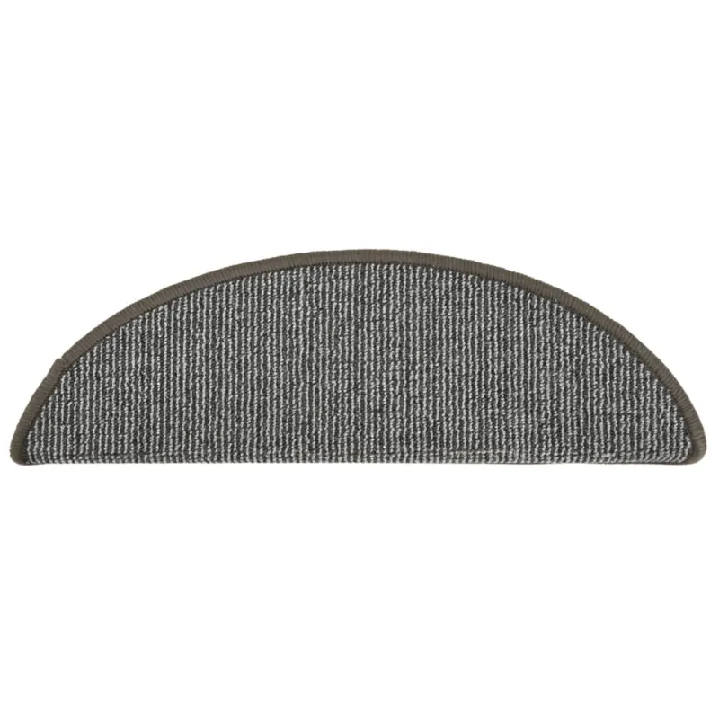 Laiptų kilimėliai, 15 vnt., pilki, 56x17x3 cm, pusapvaliai