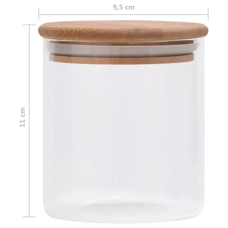 Stikliniai indai su kamštiniais dangteliais, 6vnt., 600ml