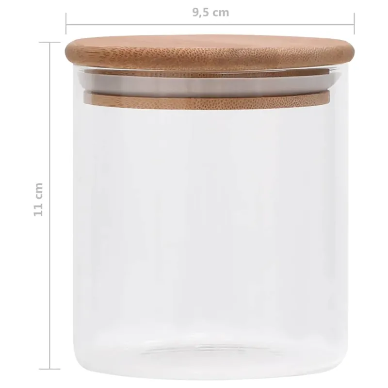 Stikliniai indai su kamštiniais dangteliais, 10vnt., 600ml