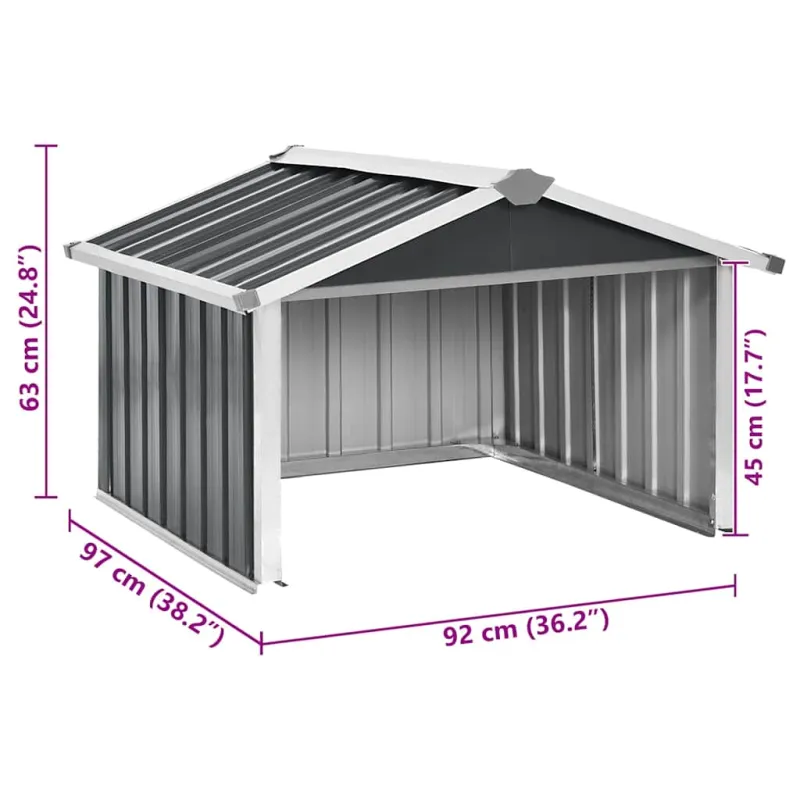 Sodo roboto vejapjovės garažas, antracito, 92x97x63cm, plienas