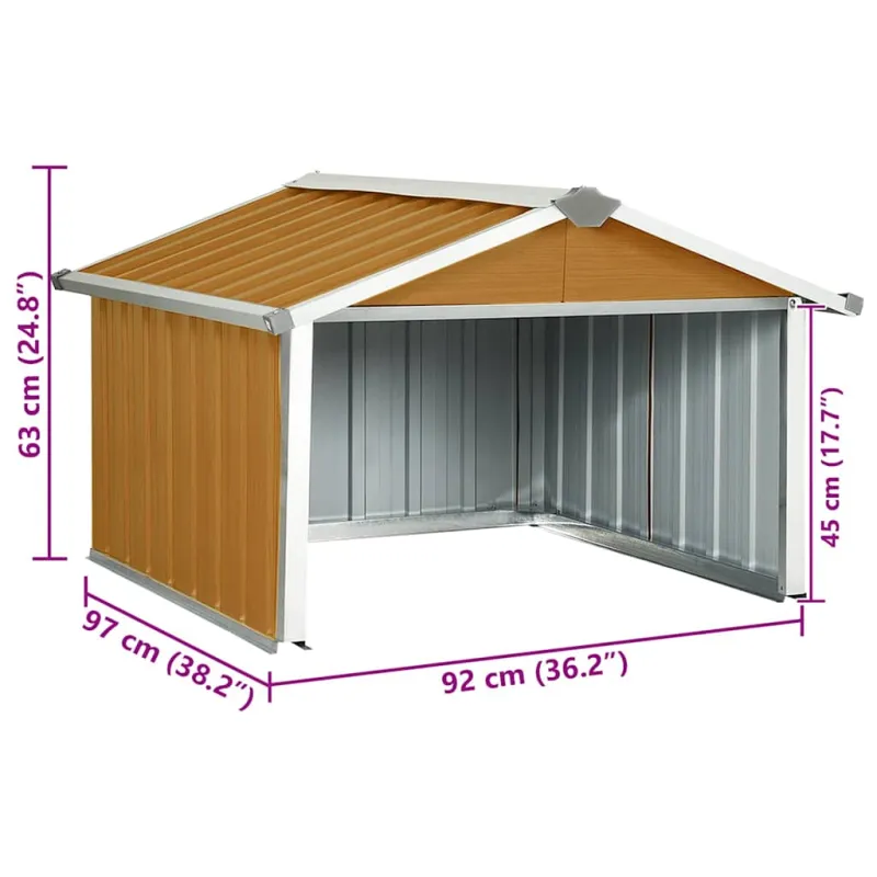 Sodo roboto vejapjovės garažas, rudas, 92x97x63cm, plienas