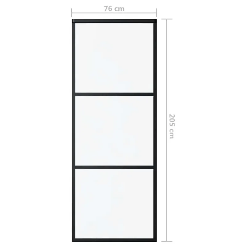 Stumdomos durys, 3 plokštės, juodos, 76x205cm, ESG stiklas ir aliuminis