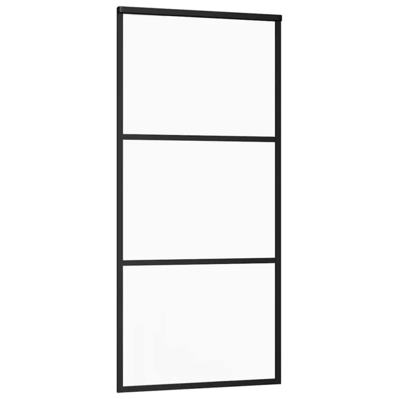 Stumdomos durys, juodos, 90x205cm, ESG stiklas ir aliuminis