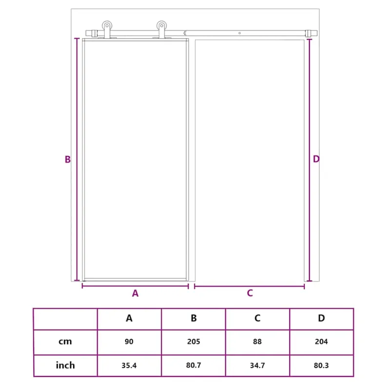 Stumdomos durys, juodos, 90x205cm, ESG stiklas ir aliuminis