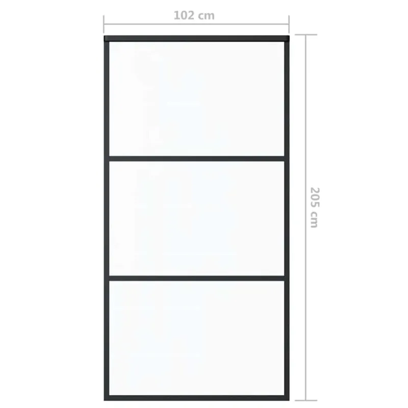 Stumdomos durys, juodos, 102x205cm, ESG stiklas ir aliuminis