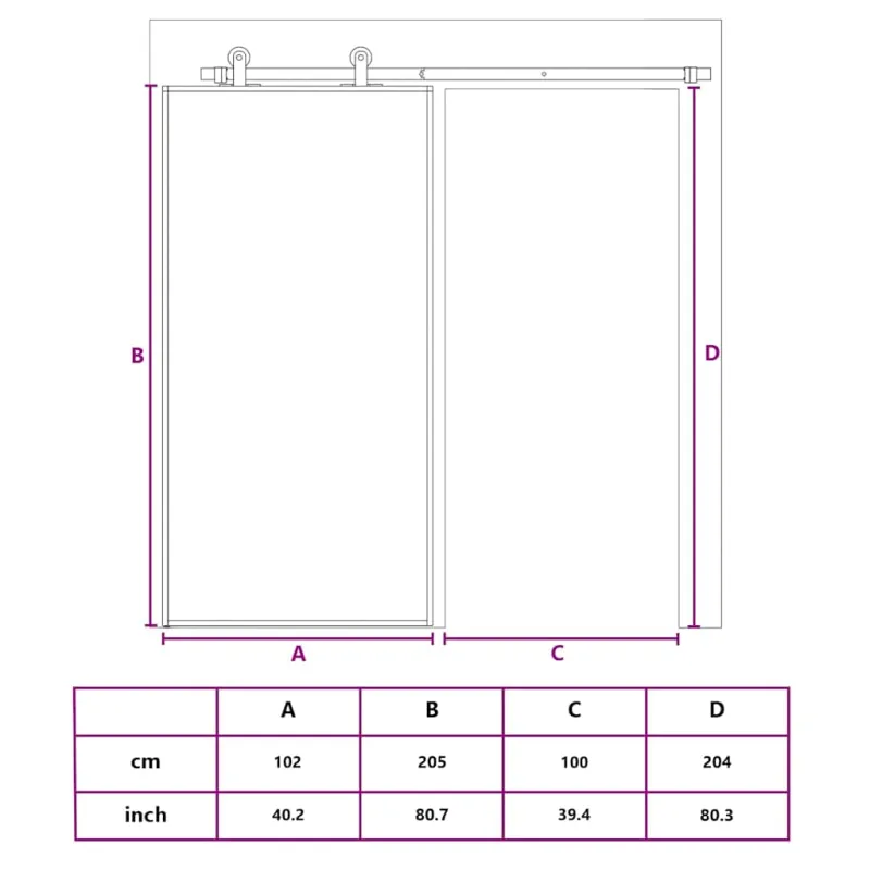 Stumdomos durys, juodos, 102x205cm, ESG stiklas ir aliuminis